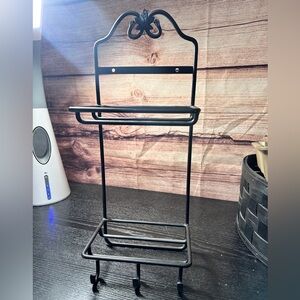 Longaberger wrought iron stack rack Two Tier With Hooks- No Wood Shelves